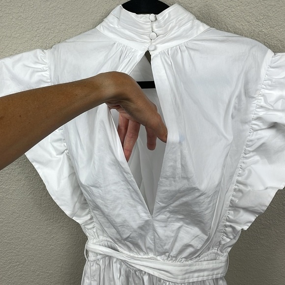 Derek Lam 10 Crosby Finn Ruffled Wrap Mini Dress Cotton Poplin White Sz 8 - Picture 8 of 16